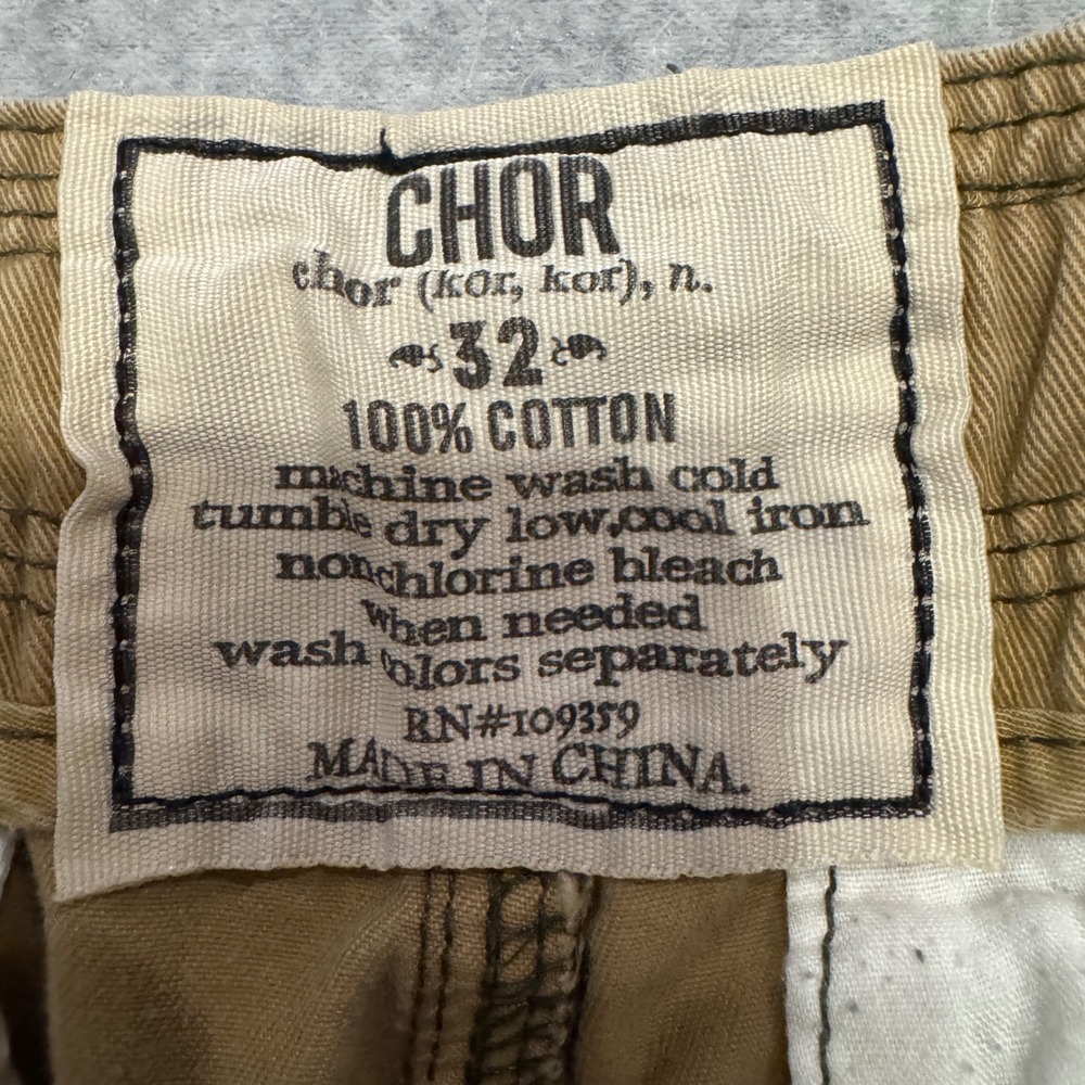 Chor Mens Cargo Shorts 32 Khaki Tan Cotton Twill Multi Pocket Utility Gorpcore - Picture 2 of 9